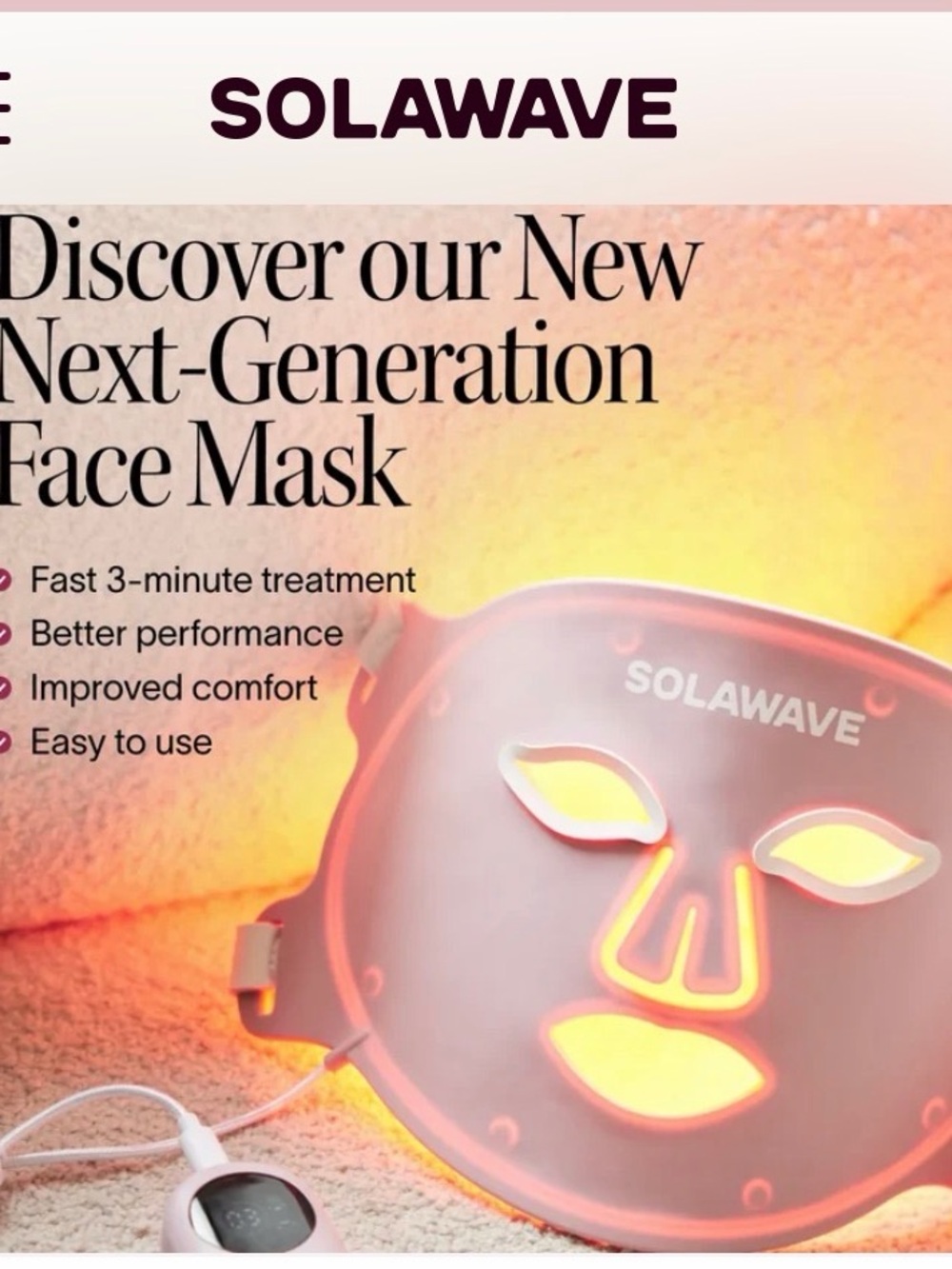 Solawave Pink LED Face Mask – At-Home Light Therapy for Radiant Skin
